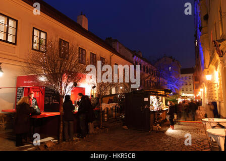 Wien, Wien: Christkindlmarkt (Weihnachtsmarkt) am Spittelberg im 7. Bezirk, 07., Wien, Österreich Stockfoto