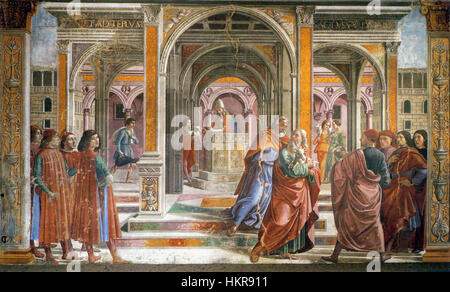 Cappella Tornabuoni, Ausweisung von Joachim aus dem Tempel 01 Stockfoto