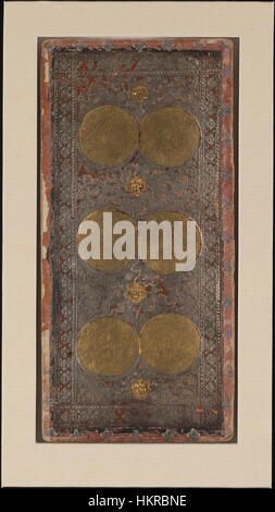 Die sechs Münzen aus dem Cary-Yale Tarot-Deck repräsentieren Themen wie Wohltätigkeit, Großzügigkeit und Gleichgewicht. Die Karte zeigt ein individuelles Münzopfer, das den Geldwechsel und den Akt des Gebens symbolisiert. Diese Karte ist Teil eines Tarotdecks aus dem 15. Jahrhundert, das für seine reiche Symbolik und künstlerische Handwerkskunst bekannt ist. Stockfoto