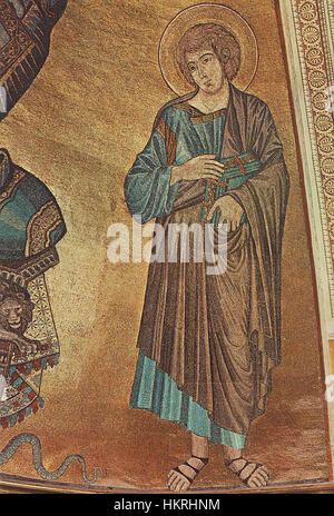 Cimabue - Christus thront zwischen der Jungfrau Maria und Johannes der Evangelist (Detail) - WGA04939 Stockfoto