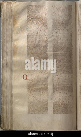 Der Codex Gigas, auch bekannt als die Teufelsbibel, ist ein Manuskript aus dem 13. Jahrhundert, das sowohl historische Aufzeichnungen als auch religiöse Texte enthält. Seine bemerkenswerte Größe und seine einzigartigen Illustrationen machen es zu einem wichtigen Werk mittelalterlicher Kunst und Literatur. Stockfoto