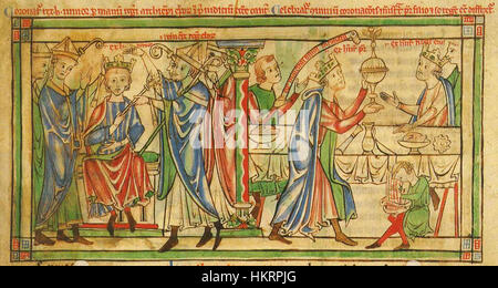 Krönung von Henry der junge König - Becket verlässt (1220-1240), F. 3r - BL Darlehen MS 88 Stockfoto