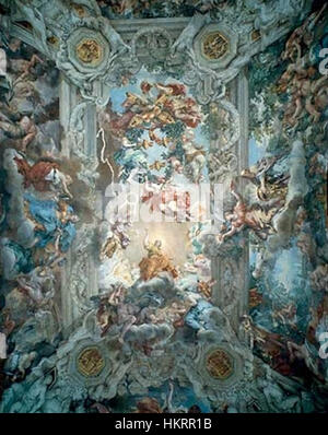 Pietro da Cortonas „La divina provvidenza“ ist ein meisterhaftes barockes Gemälde, das göttliche Vorsehung darstellt und Gottes Einfluss auf die menschlichen Angelegenheiten symbolisiert. Die reiche Komposition, die dramatische Beleuchtung und die dynamischen Figuren zeichnen die Fähigkeit des Künstlers aus, religiöse Themen mit der Pracht des Barock-Stils zu verbinden. Stockfoto