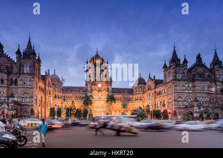 Chhatrapati Shivaji oder Victoria Terminus train Station & UNESCO World Heritage Site, von den Briten gebaut Stockfoto