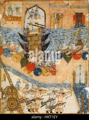 „Fall of Bagdad“ aus der Albumserie Diez veranschaulicht den dramatischen Moment in der Geschichte, als Bagdad während des Irakkriegs fiel. Das Kunstwerk konzentriert sich auf die Intensität und das Chaos, das den militärischen Konflikt umgibt, und stellt einen entscheidenden Moment der modernen Kriegsführung dar. Stockfoto