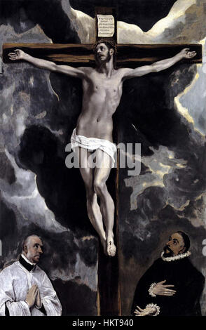 El Greco - Christus am Kreuz von zwei Geber - WGA10459 verehrt Stockfoto