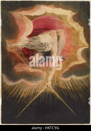 Europe a Prophecy ist ein Stich von William Blake aus dem Jahr 1794, der seinen visionären Kunststil widerspiegelt. Das Stück ist Teil einer Serie, die seine prophetischen Visionen von politischen Umbrüchen in Europa erforscht. Diese Kopie, die in der Morgan Library and Museum untergebracht ist, bietet eine anschauliche Darstellung von Blakes symbolischem und poetischem Ansatz zur Darstellung historischer und mythologischer Themen. Stockfoto