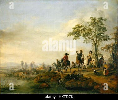 Falconers-Return-Home-from-the-Hunt,-1658-60-large Stockfoto