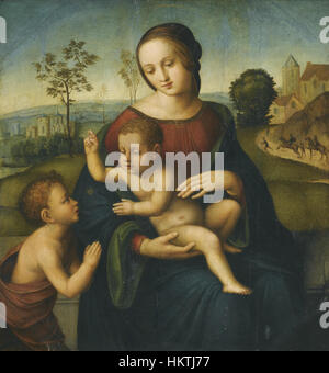 Francesco Granacci - die Madonna mit Kind und das Kind Johannes dem Täufer Stockfoto