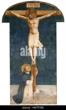 Fra Angelico - Dominikus anbetend die Kreuzigung - WGA00561 Stockfoto