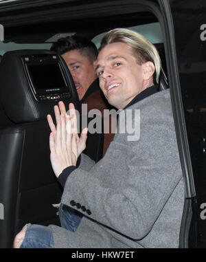 New York City, USA. 30. Januar 2017. Sänger Aaron Carter weglassen SiriusXM Studios in New York City zu sehen. Bildnachweis: MediaPunch Inc/Alamy Live-Nachrichten Stockfoto