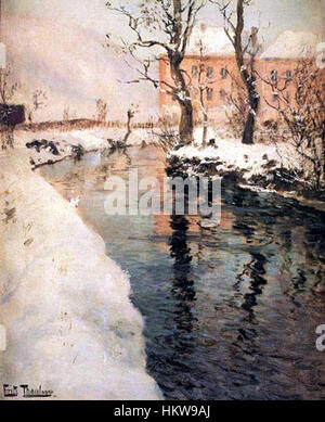 Frits Thaulow - Rio de invierno Stockfoto