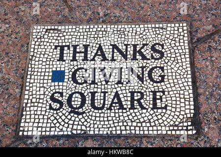 Straße Mosaik an der Danksagung Platz in Dallas, Texas. Stockfoto