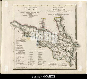 Allgemeine Karte von Georgien. Zeigt Post- und großen Straßen, überprüft Bahnhöfe und den Abstand in Wersten zwischen ihnen-nach dem neuesten Stand Daten in St. Petersburg im Jahr 1823 WDL2437 Stockfoto