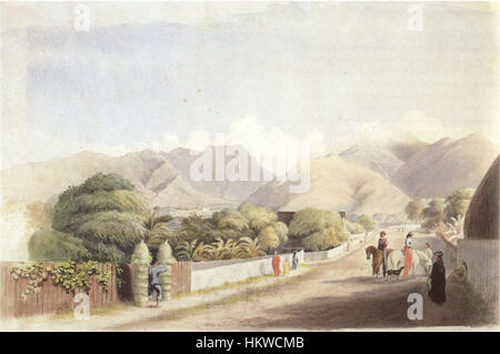 George Henry Burgess - "Upper Fort Street, Honolulu", Aquarell über Bleistift, 1867, Honolulu Academy of Arts Stockfoto