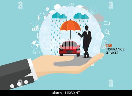 Autoservice Versicherungsgeschäft. Vector Illustration Konzept der Versicherung. Stock Vektor