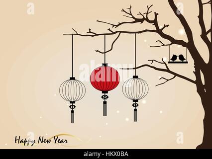 Große traditionelle chinesische Laternen bringt Glück und Frieden zum Gebet während Chinese New Year. Vektor-Illustration. Stock Vektor