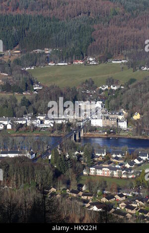 Ansicht von Dunkeld, Birnam und Fluss Tay Perthshire Schottland Januar 2017 Stockfoto