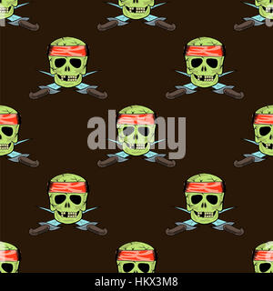 Skull Cross scharfen Dolch Seamless Pattern Stockfoto