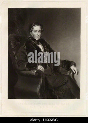 Ein Porträt von John Fitzgibbon, 2. Earl of Clare, gemalt im 18. Jahrhundert, das seine aristokratische Stellung und politische Bedeutung zeigt. Fitzgibbon war während seiner Zeit ein bekannter irischer Peer und Staatsmann. Stockfoto