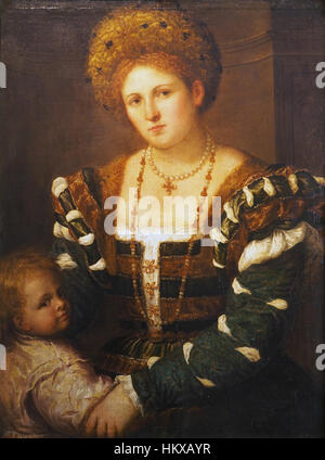 Dieses Gemälde mit dem Titel „Lady with Son“ wurde von dem Künstler Bordon Paris geschaffen. Es ist Teil der Sammlung im Eremitage Museum in St. Petersburg, Russland. Das Werk ist ein Beispiel für klassische Porträts, in denen Mutter und Kind in einer intimen und ruhigen Umgebung mit raffinierten Pinselarbeiten und Liebe zum Detail festgehalten werden. Stockfoto