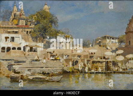 Brooklyn Museum - Tempel und Baden Ghat in Benares - Edwin Lord Weeks - insgesamt Stockfoto