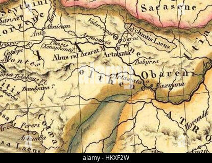 *Brue, Adrien Hubert, Asie-Mineure, Armenie, Syrien, Mesopotamie, Kaukasus. 1839* ist eine detaillierte Karte des französischen Künstlers Adrien Hubert Brue. Dieses 1839 entstandene Kunstwerk präsentiert die Geographie und den historischen Kontext von Regionen wie Armenien, Syrien, Mesopotamien und dem Kaukasus. Stockfoto