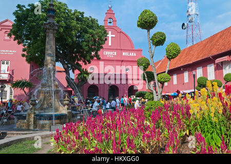 Christuskirche und Stadhuys Stadtplatz Malacca Melaka Malaysia Stockfoto