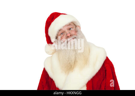 Santa Claus mit echten Bart Aussehen lustig (isoliert) Stockfoto