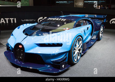 FRANKFURT, GERMANY - SEP 16, 2015: Bugatti Vision Gran Turismo-Weltpremiere auf der IAA 2015. Stockfoto