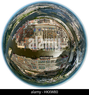 Container-Hafen, Waltershofer Hafen, Containerschiffe, fisheye, Hafen Hamburg, Hamburg, Deutschland Stockfoto