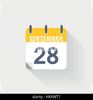 28. September-Kalender-Symbol auf grauem Hintergrund Stock Vektor