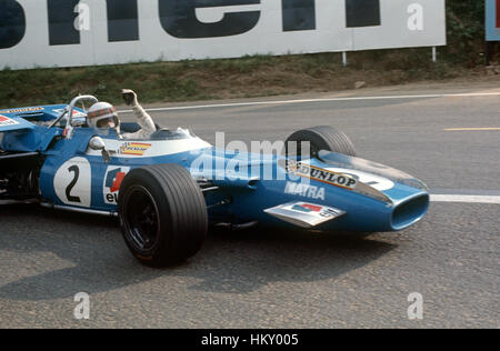 1969 Jackie Stewart GB Matra MS80 Clermont-Ferrand Frankreich GP 1. Stockfoto