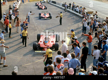 1979 Jody Scheckter SA & Gilles Villeneuve kanadischer Ferrari 312T3s Gruben FL Stockfoto