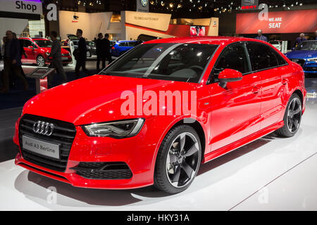 Brüssel - 12. Januar 2016: Audi A3 Berline auf dem Display auf dem Brüsseler Autosalon. Stockfoto