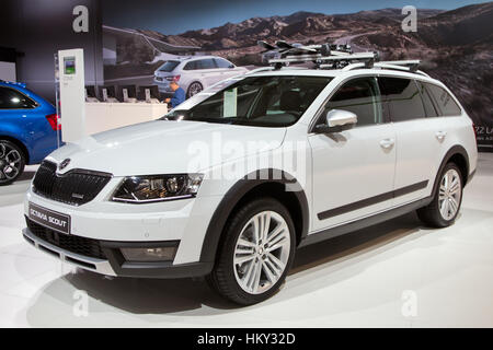 Brüssel - 12. Januar 2016: Skoda Octavia Scout auf dem Display auf dem Brüsseler Autosalon. Stockfoto