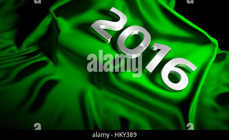 Chrom-Nummern 2016 auf den grünen Luxus satin. Stockfoto