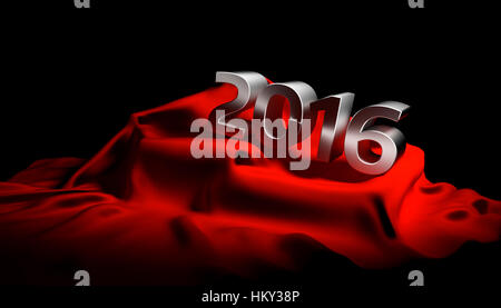 Chrom-Nummern 2016 auf den roten Luxus satin. Stockfoto