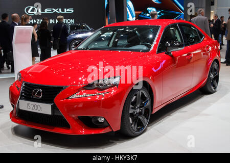 Genf, Schweiz - 2. März 2016: Lexus IS 200 t auf der 85. internationalen Automobilsalon im Palexpo, Genf gezeigt. Stockfoto