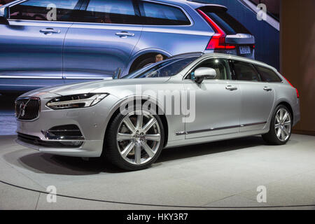 Genf, Schweiz - 2. März 2016: 2017 neue Volvo V90 präsentierte auf der 86. internationalen Automobilsalon im Palexpo, Genf. Stockfoto