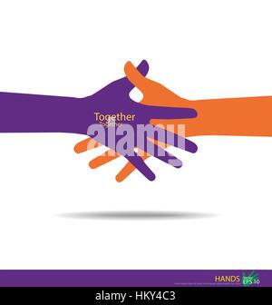 Handshake, Teamwork-Hände-Logo. Vektor-Illustration. Stock Vektor