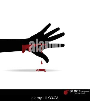 Eine blutige Hand mit Blut tropfte. Vektor-Illustration. Stock Vektor