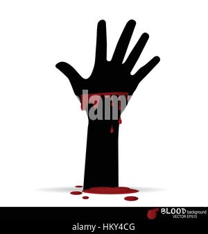 Eine blutige Hand mit Blut tropfte. Vektor-Illustration. Stock Vektor