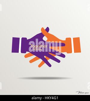 Handshake, Teamwork-Hände-Logo. Vektor-Illustration. Stock Vektor