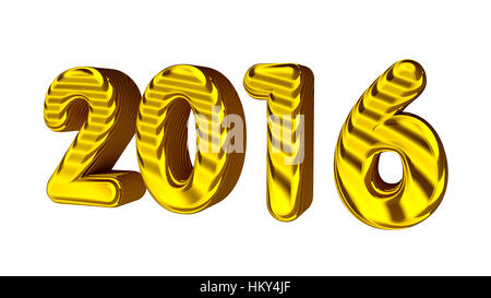 Neues Jahr 2016. 3D goldene Zahlen mit Textur. Isoliert auf dem weißen. 2015, 2017 und 2018 verfügbar in meiner Galerie in diesem Stil. Stockfoto