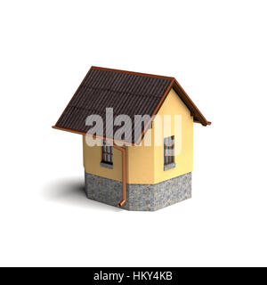 Kleine Haus isoliert auf der Weißen. Das gerenderte Bild Stockfoto