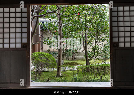 Kyoto, Japan. Detail des Ryogen in Zen-buddhistischen Tempels, Teil des Daitoku-Ji-Tempel-Komplex Stockfoto