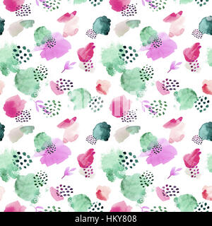 Aquarell Musterdesign, Dot-Memphis-Mode-Stil, helle de Stockfoto