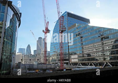 Moorgate Station Crossrail Baustelle neben Moor Haus, Central London UK KATHY DEWITT Stockfoto