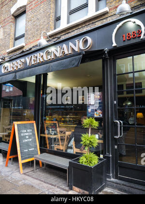 Cafee Vergnano 1882, Charring Cross Rd London, England, UK, GB. Stockfoto